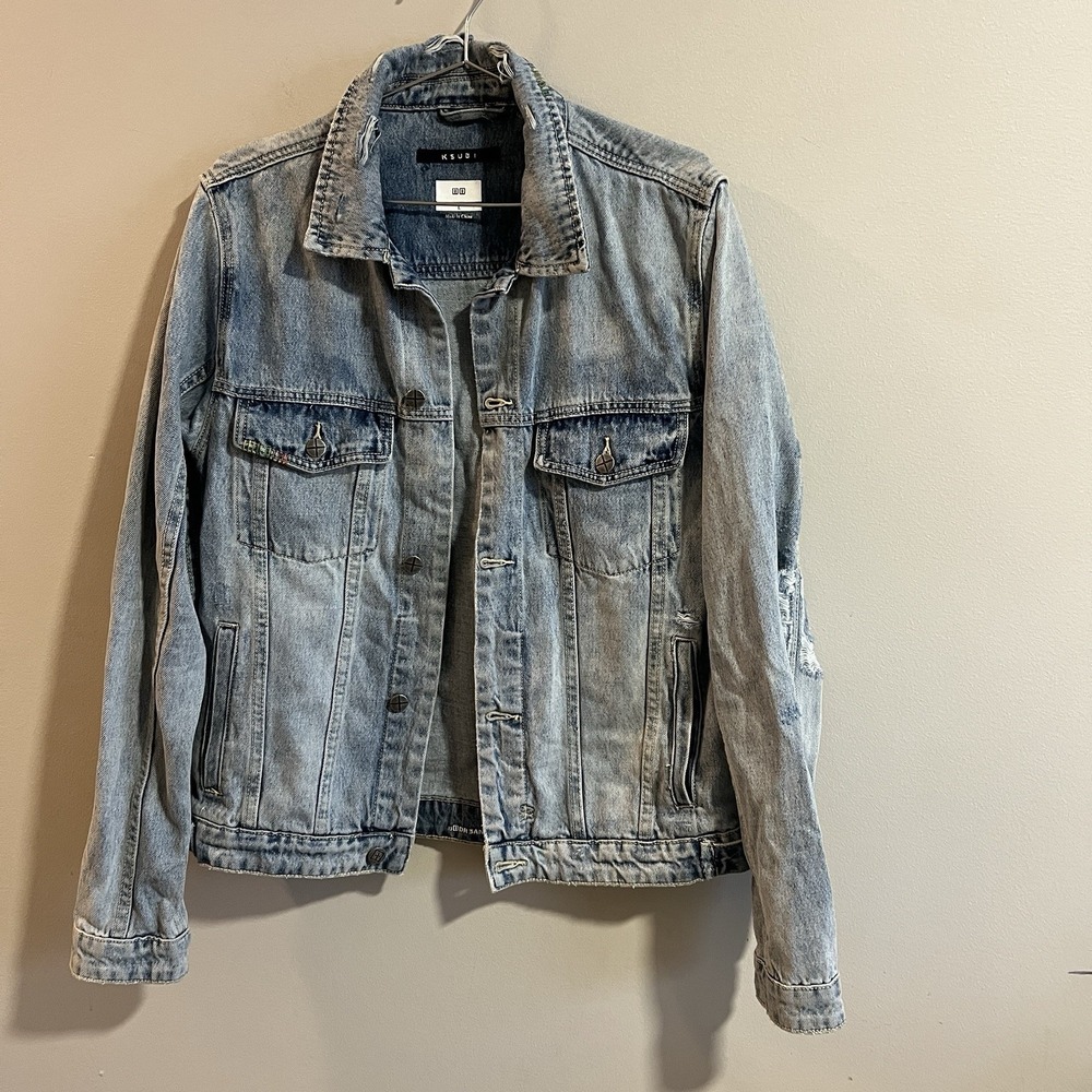 Ksubi Denim Distressed Denim Jacket Women's Size Large